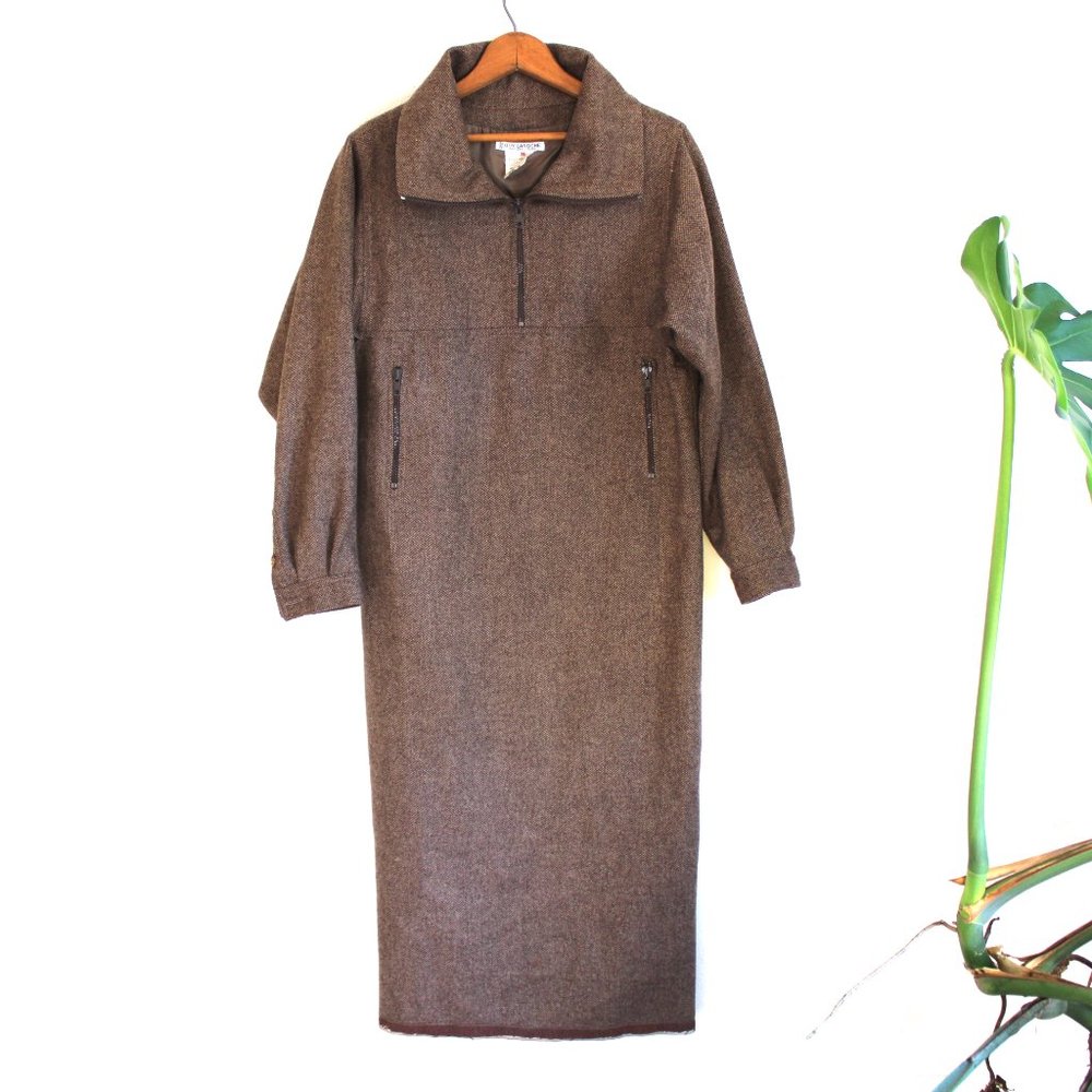 Vintage Guy Laroche Diffusion Wool 70s Tweed Dress